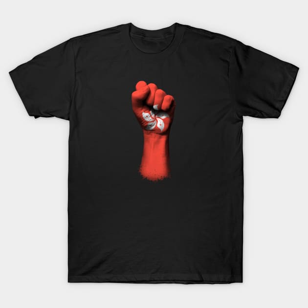 Flag of Hong Kong on a Raised Clenched Fist T-Shirt by jeffbartels